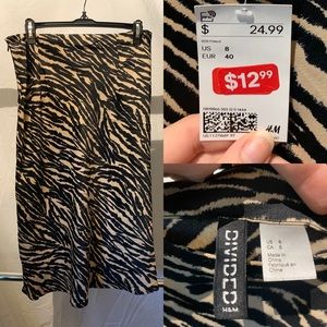 Tiger Print Midi Satin Skirt